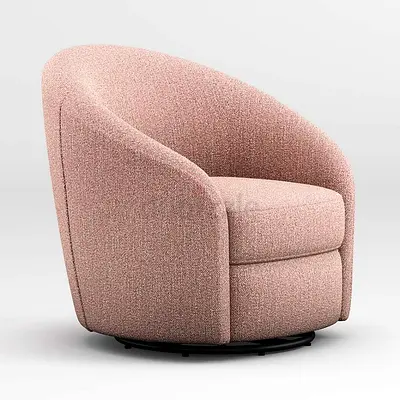 Pink Boucle Swivel Accent Chair
