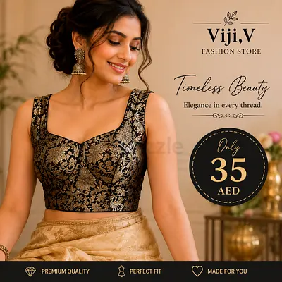 Women's Brocade Blouse - Black & Gold