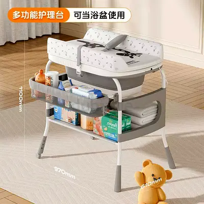 2-in-1 Baby Changing Table with Built-in Bath and Storage