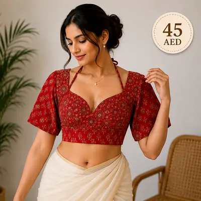 Red Printed Short Blouse