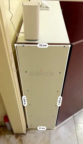 Slim Tall Storage Cabinet - White, Narrow 32x31x105 cm