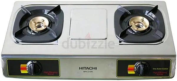 Hitachi 2-Burner Stainless Steel Gas Stove — Good Working Condition