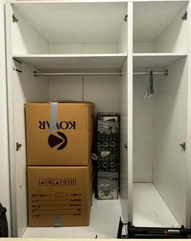 Bed frame , cabinet and two chairs