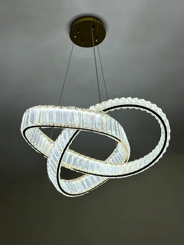 Modern LED Crystal Ring Chandelier - 3 Interlocking Rings
