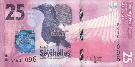 SEYCHELLES 25 RUPEES BANKNOTE 2016
