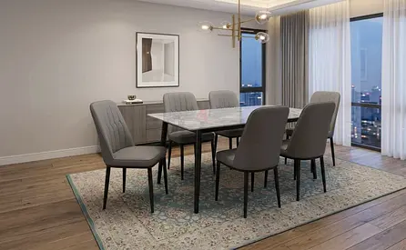 Brand new Top marble dinning Table with 6 Chairs Available
