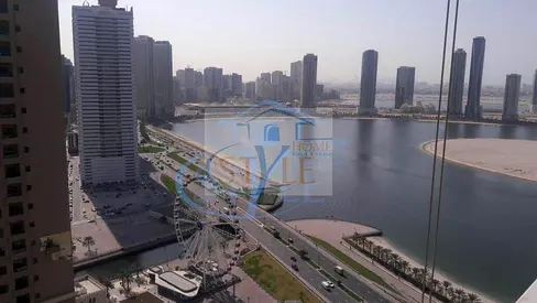 Three bedrooms and a living room for sale in Al Majaz 2, for residence or investment. The apartment has an open view and tower services are available