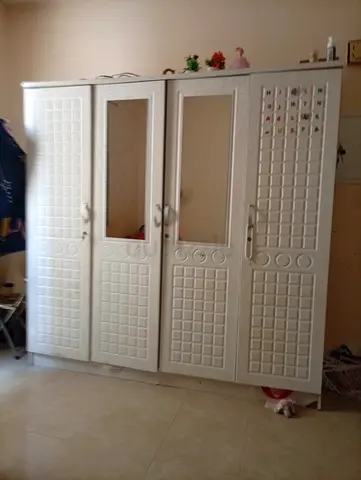 White 4-door Wardrobe with Mirrors - Good Condition