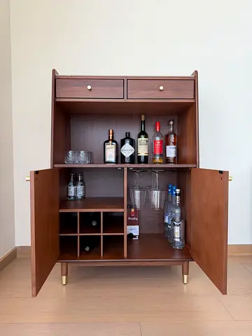 Modern Walnut Sideboard / Bar Cabinet