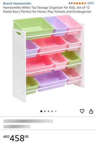 Wooden Kids Toy Storage Organizer with 12 Pastel Bins MINT CONDITION AS NEW
