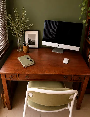 Wood desk with drawers