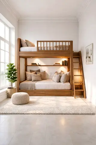 Bunk Bed with Ladder – Twin Over Full, Natural Finish