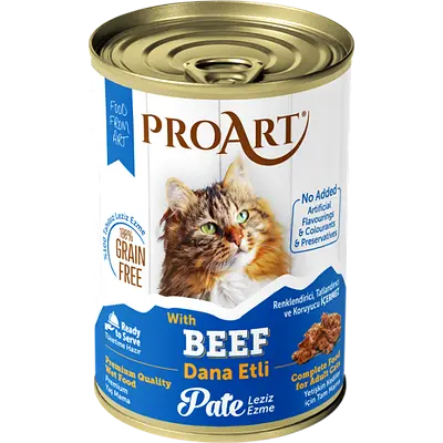 Pro Art Wet Food Pate with Beef for Adult Cats 400g x 12 Pcs