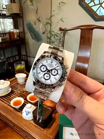 This is a Rolex Daytona "Panda" (Reference 116500LN or 126500LN), featuring a distinctive white dial