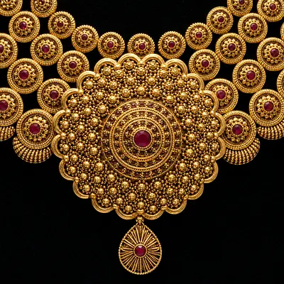 The Zahra Heritage Medallion Gold Necklace & Earrings Set