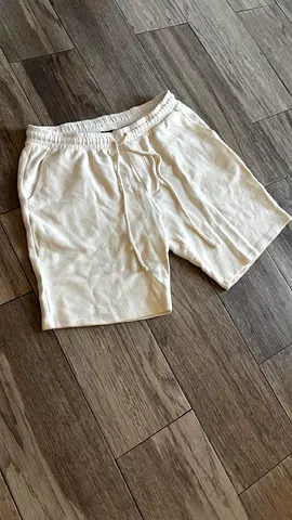 Beige Men's Cotton Drawstring Shorts - Size Medium
