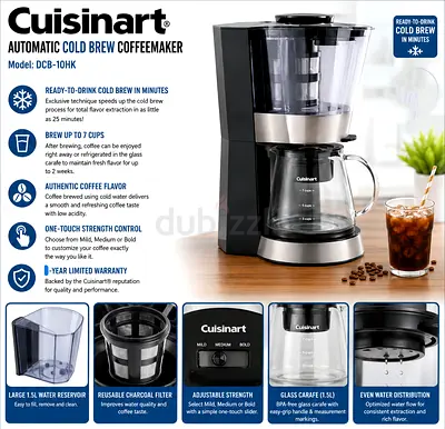 Cuisinart Automatic Cold Brew Coffeemaker Model: DCB-10HK