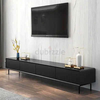 Modern Minimalist Black TV Stand Entertainment Unit