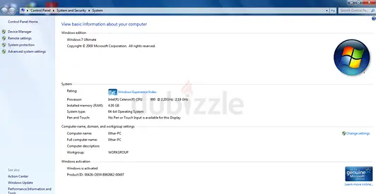 Compaq _Intel Celeron- running Windows 7 - Intel Celeron, 4GB RAM