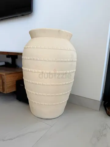 Large White Textured Decorative Floor Vase