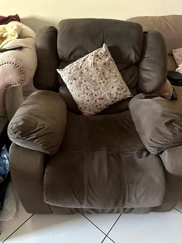 1 Seater Recliner Sofa in Grey Fabric - Good Condition