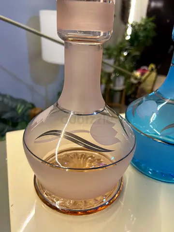 Decorative Frosted Glass Decanter/Vase with Floral Etching