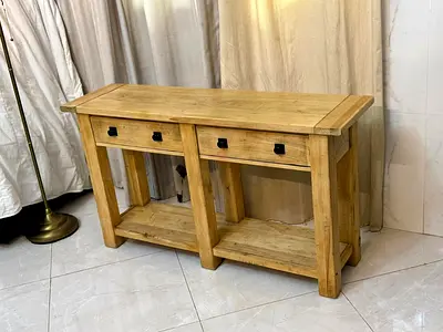Pottery barn Solid Wood Console Table with Two Drawers and Lower Shelf