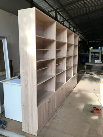 Large Light Wood Finish Bookshelf and Storage Unit