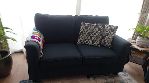Sofa set 3+2+2 navy fabric sofa in good condition