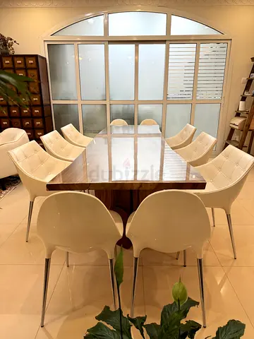 x10 set CASSINA Passion Armchairs 6pcs and Caprice Chairs 4pcs white Italian leather W57 H80 D57cm