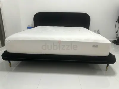 King black velvet platform bed - modern