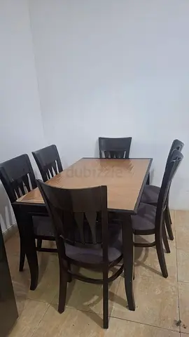 Wooden 6-Seater Dining Table Set with Cushioned Chairs