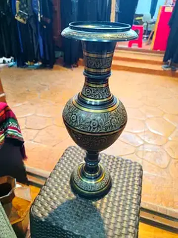 Antique-style Decorative Brass Floor Vase 38cm height
