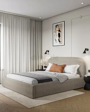Upholstered Double Bed with Headboard