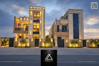 Luxury modern villa for sale in Al Helio – Ajman | 3 floors | 6 master bedrooms | Roof terrace | Registration and ownership fees included.