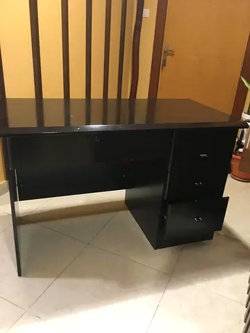 Solid dark brown Wooden Office Desk with Drawers - Good Condition heavy duty