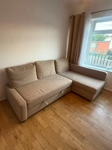 Beige L-Shaped Corner Sofa Bed