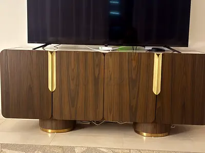 Sideboard / TV cabinet / entertainment unit with brass accents