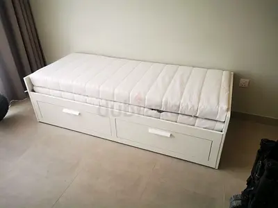 IKEA White Extandable bed with Storage Drawers and Mattress