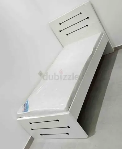 Single white wooden bed frame with mattress - good condition