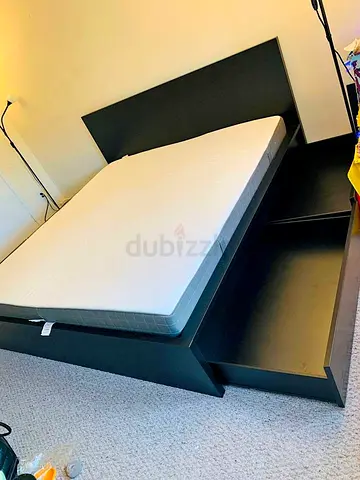 Ikea King Black Malm bed frame including Ikea King mattress