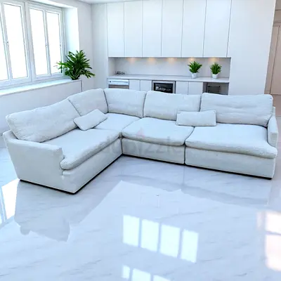 Beige corner feather filled sofa