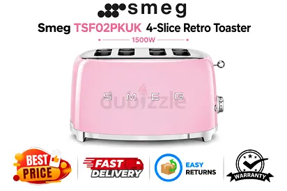 Smeg 4-Slice Retro Toaster TSF02PKUK - Excellent Condition, Original Box, Accessories -FREE DELIVERY