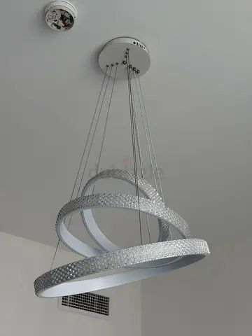 Modern LED Crystal Ring Pendant Light – 3-Tier Chandelier