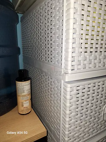 Set of 2 Plastic Rattan-Style Storage Drawers - White