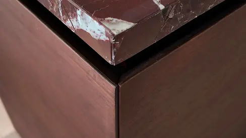 Solid Wood Nightstand with Marble Top - Good Condition