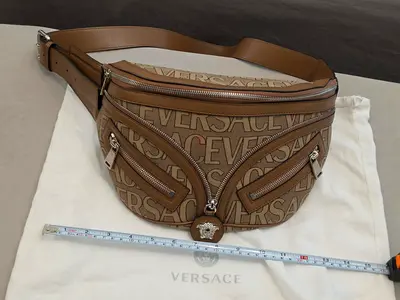Versace brown monogram leather belt bag / waist bag
