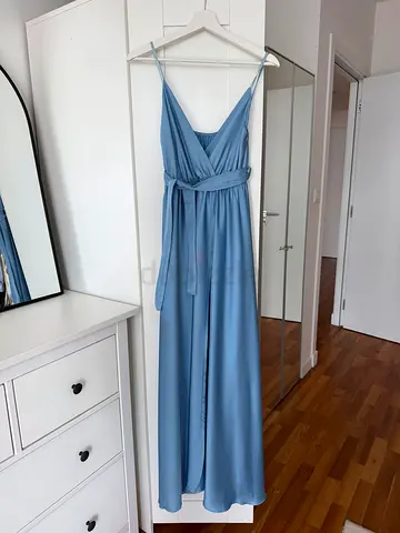 Light blue halter long dress, size M