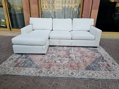 Premium Quality Crate&Barrel Axis feather filled L Shape Sofa Beige