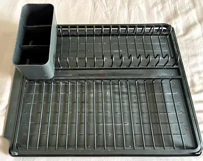 Brabantia Large Dish Drying Rack with Draining Tray, Dark Grey